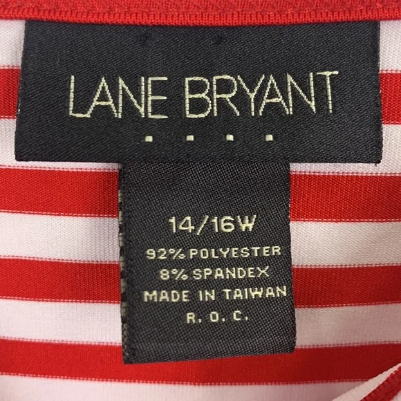 Lane Bryant Red White Striped Spaghetti Strap Tank Top w Adjustable Strap - Picture 6 of 6